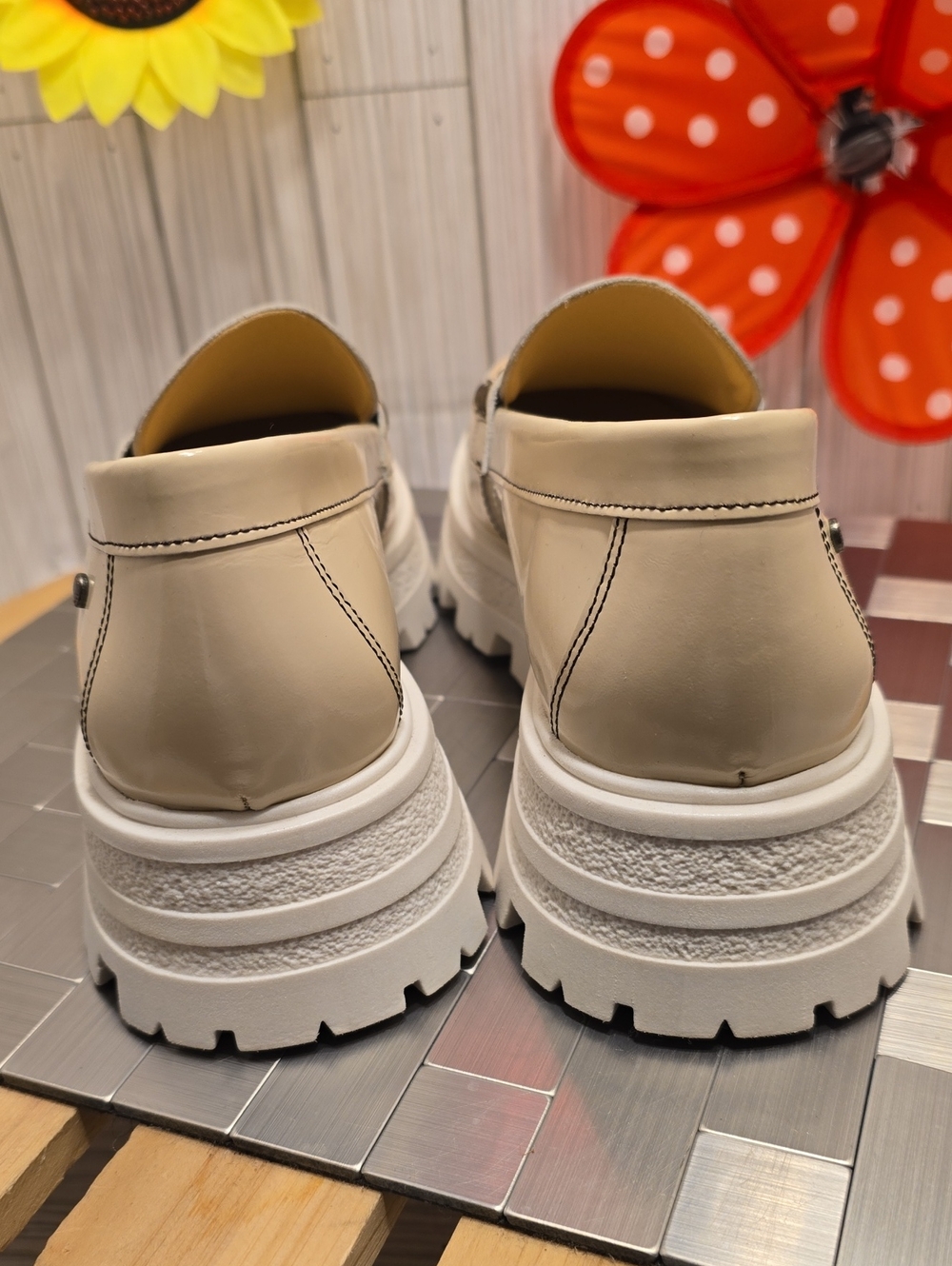 Confetti Cream Patent Leather Chunky Penny Loafer - Women - Picture 4 of 11